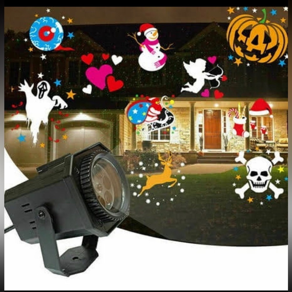 1pc LED Projector Lamp, 16 Halloween Christmas Patterns, Laser US plug